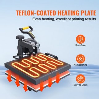 Máquina de Prensa Térmica, 15x15 pulgadas / 38x38 cm, Impresora de Transferencia por Sublimación 2EN1 Clamshell con Recubrimiento de Teflón, Control de Calor Digital Preciso, Powerpress para Camis...