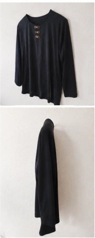Camiseta negra manga larga con detalles dorados
