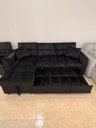 Sofá Cama Chaise Longue Negro Arcon