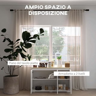 Mueble Multiusos Con 2 Armarios de 2 Niveles, Credenza Móvil de Cocina Con Estante Regulable, 120X37X75Cm, Blanco y Color Madera