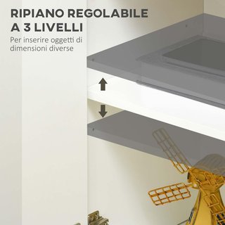 Mueble Multiusos Con 2 Armarios de 2 Niveles, Credenza Móvil de Cocina Con Estante Regulable, 120X37X75Cm, Blanco y Color Madera