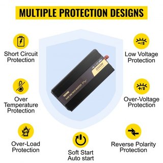 Inversor de Onda Pura 2500W Inversor de Potencia DC 12V AC 230V, Inversor de Coche con Puerto USB Pantalla LCD Control Remoto, Protecciones de Seguridad, Convertidor de Potencia para RV Camiones B...