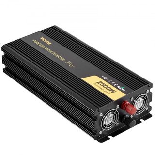 Inversor de Onda Pura 2500W Inversor de Potencia DC 12V AC 230V, Inversor de Coche con Puerto USB Pantalla LCD Control Remoto, Protecciones de Seguridad, Convertidor de Potencia para RV Camiones B...
