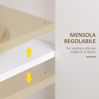 Credenza Moderna De Cocina Con 3 Cajones Y 3 Puertas En MDF, Mueble Multiuso Con Estante Regulable Para Cocina Y Sala De Estar, 101X39X82 Cm, Blanco