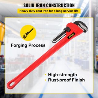 Llave de tubo, 51 pulgadas, llave de plomería recta de hierro fundido de alta resistencia, herramienta ajustable para reparación e instalación de fregaderos, grifos, inodoros, baños, cocinas y des...