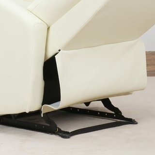 Sillón Relax Reclinable 165° Con Reposapiés Regulable Ergonómico en Piel PU, 65 × 92 × 100Cm Crema