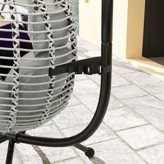 Silla Colgante Con Cojín Acolchado, Silla Colgante Balancín Con Asiento Plegable Y Estructura De Acero Y Cuerda, Gris
