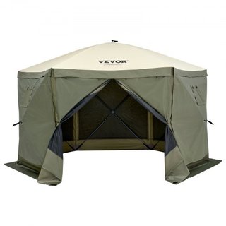 Tenda Gazebo Pieghevole, Tenda Schermo Pieghevole a 6 Lati, Rifugio Solare con 6 Tende Privacy Rimovibili e Finestre a Rete, Tenda Schermo 12x12FT di Configurazione Rapida con...