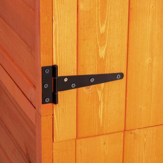 Cobertizo para Herramientas de Jardín de Madera de Abeto con 2 Puertas, Caseta de Herramientas de Jardín con 3 Estantes, Techo Inclinado para Terraza Patio, 84X52X188 Cm, Naranja