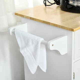 Carro de Cocina Multifuncional Con 2 Cajones, 3 Puertas Y 4 Ruedas, de Madera Y MDF, 121X46X91Cm, Blanco