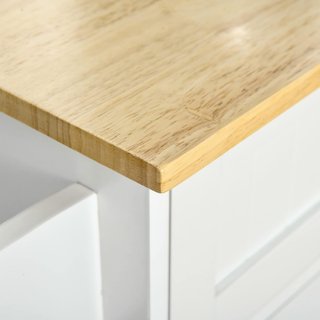 Carro de Cocina Multifuncional Con 2 Cajones, 3 Puertas Y 4 Ruedas, de Madera Y MDF, 121X46X91Cm, Blanco