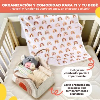 Bolso organizador pañales y cambiador arcoiris