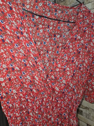 Vestido largo floral rojo