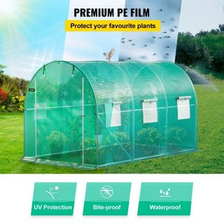 Invernadero de túnel portátil, 3.6 x 2 x 2 m / 12 x 7 x 7 pies Casa caliente para plantas con arcos de acero galvanizado, 1 viga superior, 2 postes diagonales, 2 puertas con cremallera y 6 ventana...