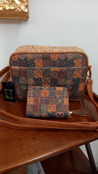Borsa e borsellino marrone multicolore