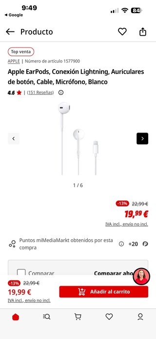 Auriculares Manos Libres iPhone Apple