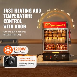 Vaporera de Perros Calientes, 27L, Vaporera de Perros Calientes de 2 Niveles, Control de Temperatura de 30℃~85℃, Calentador de Panecillos Eléctrico con Puertas de Vidrio Templado, Plato de Separac...