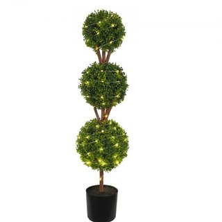 Árboles Topiarios Artificiales de Buxo, 48 pulgadas de altura (2 piezas), planta topiaria falsa en forma de bola con macetas, planta verde falsa con hojas reemplazables y puerto para decoración in...