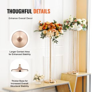10PCS 35.43 pulgadas / 90 cm Soporte de Flores de Cristal para Bodas, Lujosos Centros de Mesa, Jarrones de Cristal y Oro de Metal, Perfecto para Eventos de Bodas, Ceremonias, Cenas, Eventos, Decor...