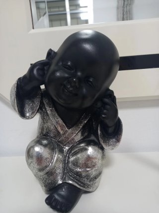 Figura Buda Negro y Plateado