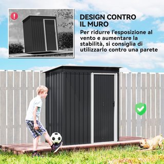 Caseta de Jardín para Herramientas de Hoja de Acero, Cobertizo de Jardín de Acero con Puertas Correderas, 163X89X182Cm, Negro