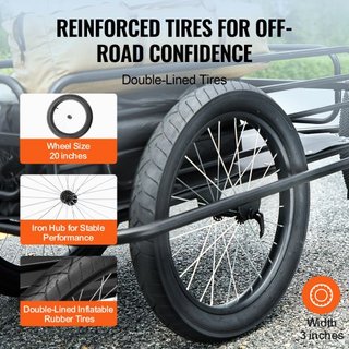 Remolque de Carga para Bicicleta, Capacidad de Carga de 275 lbs/124.7 kg, Carro de Bicicleta de Alta Resistencia, Almacenamiento Compacto Plegable y Liberación Rápida con Enganche Universal, Rueda...