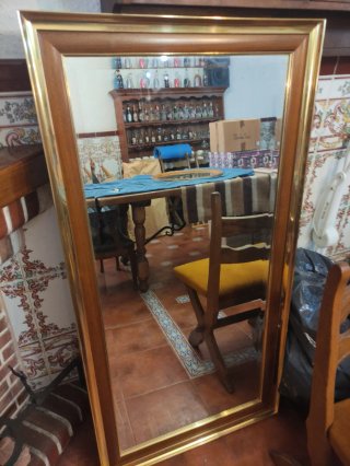 Espejo grande madera y dorado