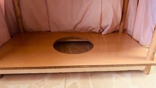 Mesa camilla con cristal  ropa y cojines 120x70