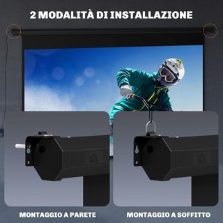 Pantalla de Proyector Motorizada de 120 Pulgadas 4K HD Formato 16:9, Pantalla de Proyector Motorizada Eléctrica con Control Remoto, Tela de Videoproyector para Casa, Cine, Oficina, Hogar, Exterior...