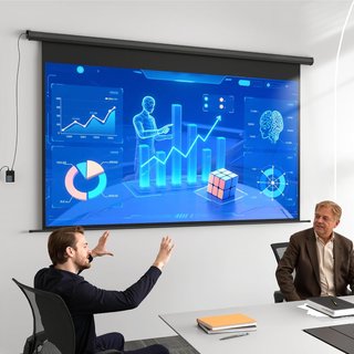 Pantalla de Proyector Motorizada de 120 Pulgadas 4K HD Formato 16:9, Pantalla de Proyector Motorizada Eléctrica con Control Remoto, Tela de Videoproyector para Casa, Cine, Oficina, Hogar, Exterior...