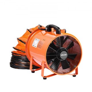 Ventilador Portátil de 300 mm, Ventilador Industrial de Alta Velocidad de 2 Velocidades 2894CFM con Manguera Flexible de 10 m, Ventilador Axial de Escape para Sótanos, Talleres, Almacenes, Naranja