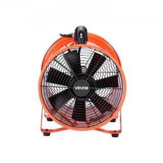Ventilador Portátil de 300 mm, Ventilador Industrial de Alta Velocidad de 2 Velocidades 2894CFM con Manguera Flexible de 10 m, Ventilador Axial de Escape para Sótanos, Talleres, Almacenes, Naranja