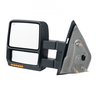 Espejos de Remolque, Juego de Par Izquierdo y Derecho para Ford F150 2004-2014, Calentados por Poder con Luz de Señal y Luz de Charco, Cristal Plano y Convexo, Control Manual Telescópico Plegable,...