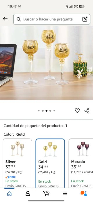 Pack 3 copas decorativas portavelas gold