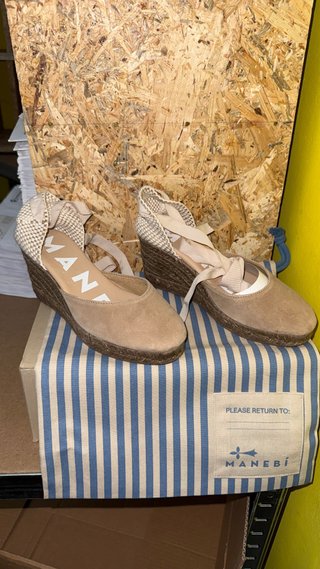 MANEBÍ Espadrillas Zeppe scamosciate beige