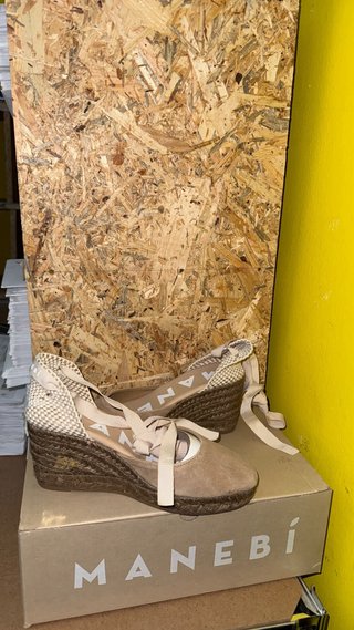 MANEBÍ Espadrillas Zeppe scamosciate beige