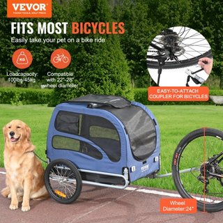 Remolque para Perros, Soporta hasta 100 lbs, Carrito para Mascotas, Transportador de Bicicleta, Marco Plegable Fácil con Ruedas de Liberación Rápida, Acoplador Universal para Bicicleta, Reflectore...