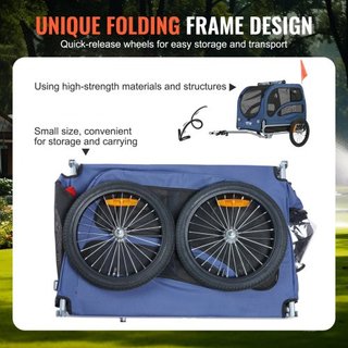 Remolque para Perros, Soporta hasta 100 lbs, Carrito para Mascotas, Transportador de Bicicleta, Marco Plegable Fácil con Ruedas de Liberación Rápida, Acoplador Universal para Bicicleta, Reflectore...