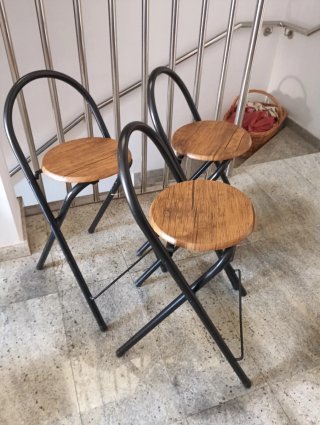 Taburetes plegables metal y madera