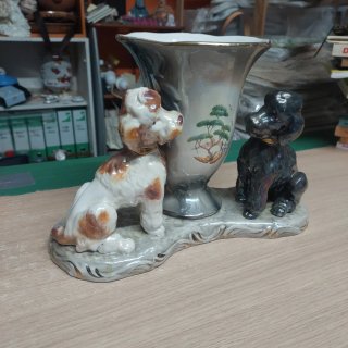 Vaso ceramica anni '50 con barboncini