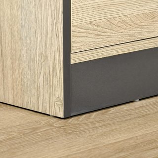 Mobile da Cucina Credenza Moderna Salvaspazio Con 2 Armadietti 3 Cassetti 3 Ripiani in Legno 90 X 39 X 169Cm Color Noce Chiaro
