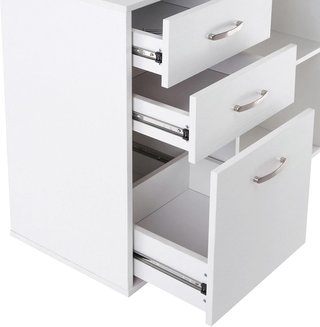 Escritorio Esquinero para Ordenador de Oficina con Cajonera 117×83.5×76Cm Blanco