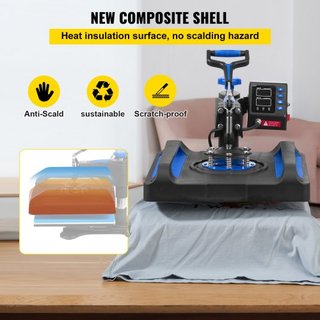 Máquina de Prensa Térmica, 15" x 15" Calentamiento Rápido, Impresora de Transferencia de Vinilo para Camisetas Digital de 360 Grados con Superficie Antiescaldante, Bolsa de Lona, Banner, Almohada,...