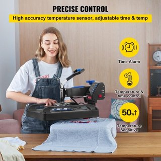 Máquina de Prensa Térmica, 15" x 15" Calentamiento Rápido, Impresora de Transferencia de Vinilo para Camisetas Digital de 360 Grados con Superficie Antiescaldante, Bolsa de Lona, Banner, Almohada,...