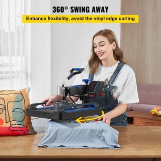 Máquina de Prensa Térmica, 15" x 15" Calentamiento Rápido, Impresora de Transferencia de Vinilo para Camisetas Digital de 360 Grados con Superficie Antiescaldante, Bolsa de Lona, Banner, Almohada,...
