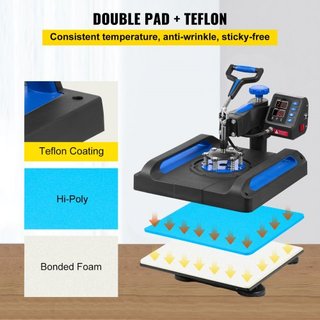 Máquina de Prensa Térmica, 15" x 15" Calentamiento Rápido, Impresora de Transferencia de Vinilo para Camisetas Digital de 360 Grados con Superficie Antiescaldante, Bolsa de Lona, Banner, Almohada,...