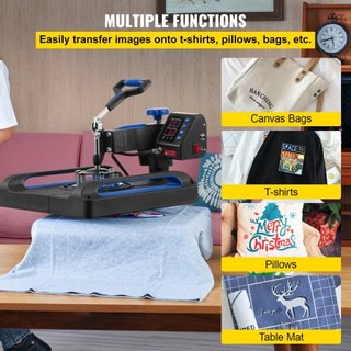 Máquina de Prensa Térmica, 15" x 15" Calentamiento Rápido, Impresora de Transferencia de Vinilo para Camisetas Digital de 360 Grados con Superficie Antiescaldante, Bolsa de Lona, Banner, Almohada,...
