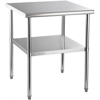 Mesa de Preparación de Acero Inoxidable, 30 x 30 x 36 Pulgadas, Capacidad de Carga de 800lbs Mesa de Trabajo de Metal de Alta Resistencia con Estante Inferior y Pies Ajustables, Estación de Trabaj...
