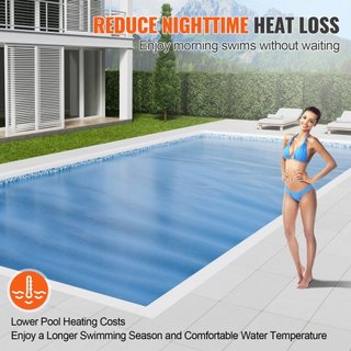 Cubierta Solar para Piscina, Manta Solar Rectangular de 32 x 16 pies para Piscinas, Cubierta Solar para Piscina Inground y Above Ground, Cubiertas Solares de 16 mil Azul