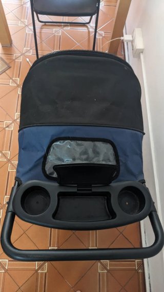 Carrito para perro azul y negro
